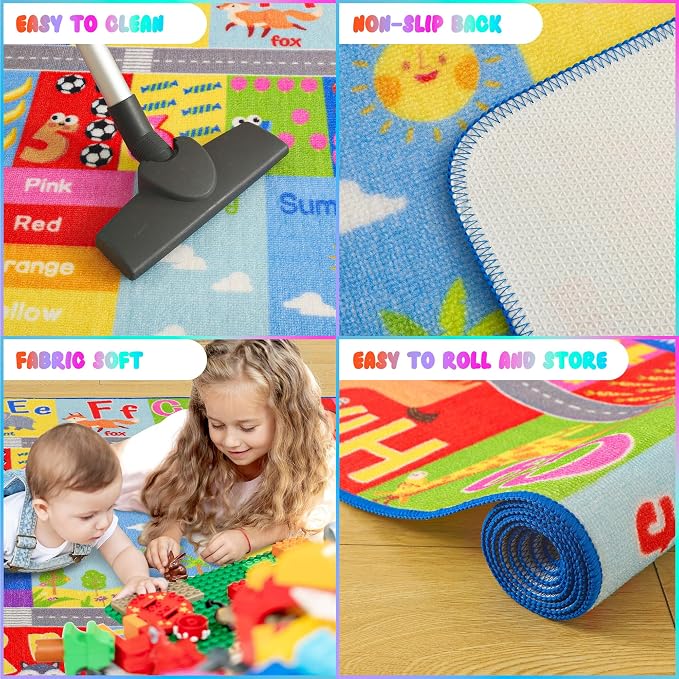 Kids Rug for Playroom Classroom, ABC Alphabet Numbers Play Toddlers Rugs - Image 5