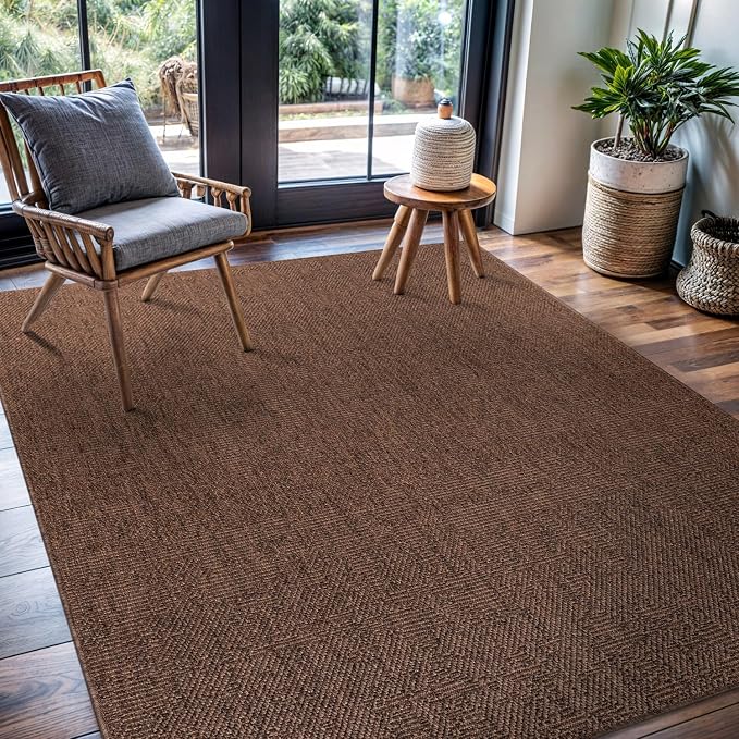 CAMILSON Easy Jute Rug 6x9, Indoor Outdoor Brown Color Fiber Area Rugs - Image 7