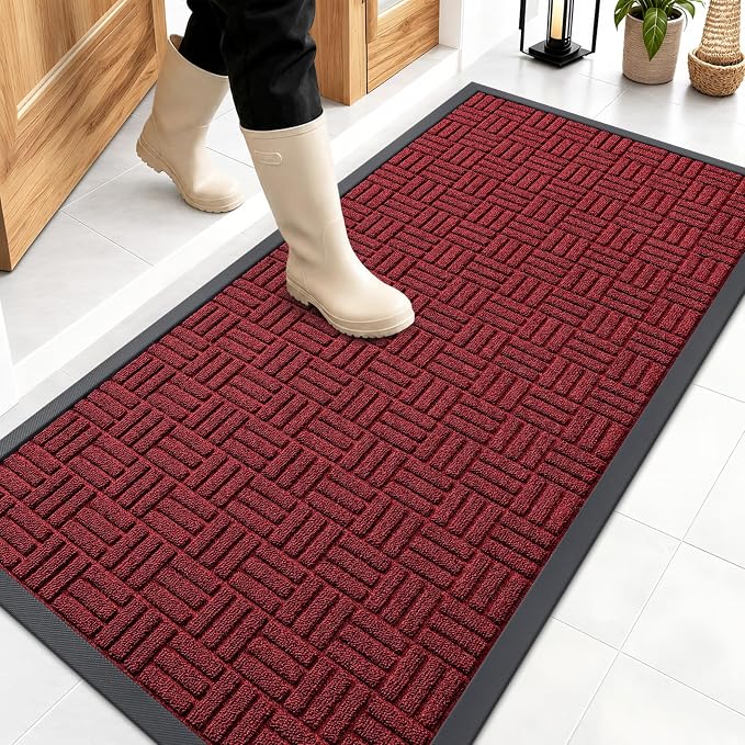 OLANLY Front Door Mat Outside Entrance 47x23, Heavy Duty Sturdy Natural Rubber by OLANLY