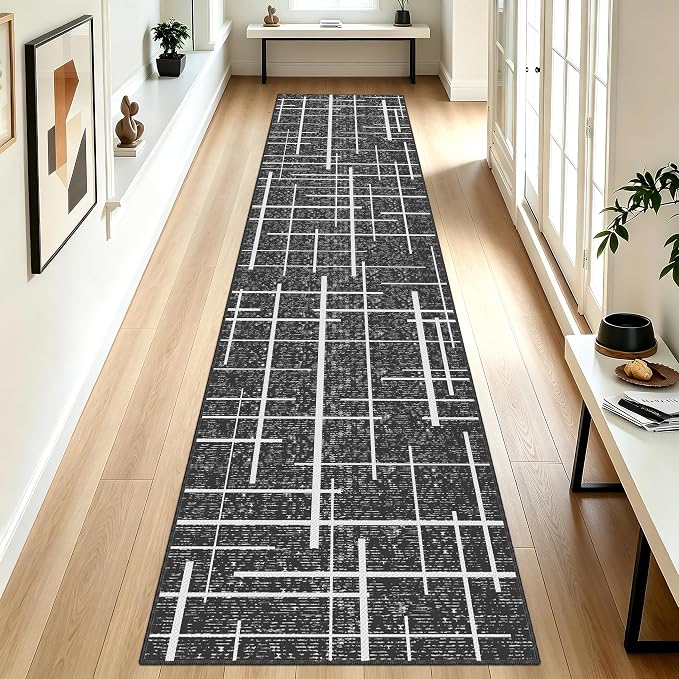 Non Slip Hallway Runner Rug 2x10, Washable Long Rug, Woven Thin Low Pile Carpet by TTelephant