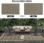Smiry Waterproof Outdoor Rug 10X14 ft, Reversible Plastic Straw Patio Camping - Image 3