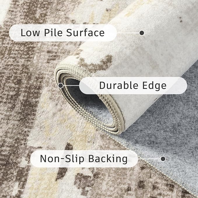 DCX Abstract Area Rug 6x9, Washable Brown Modern Rug - Image 7