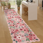 DUKINO 2.6x10 Runner Rug for Hallway, Lightweight Washable Floral Kitchen Rug by DUKINO