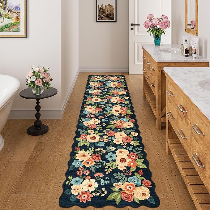 DUKINO 2x8 Washable Runner Rug, Lightweight Soft Floral Hallway Rug Runner - Image 4