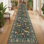 DUKINO 2.6x14 Hallway Runner Rug, Vintage Washable Long Kitchen Rug by DUKINO