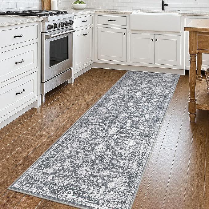 KILOCOCO Hallway Runner 2.6x8 Rug Runner Printed Vintage Floral Washable - Image 2