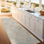 Beige Blue Washable 2x8 Runner Rug - Image 6