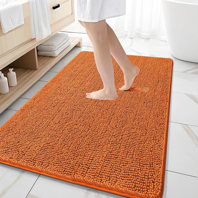 OLANLY Large Bathroom Rugs 59x35, Extra Soft Absorbent Chenille Bath Rugs by OLANLY