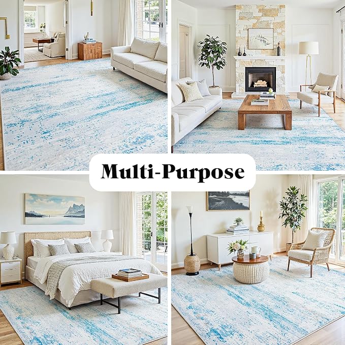 10x12 Area Rugs Washable Rug: Anti-Skid Abstract Modern Living Room Rug Soft - Image 3