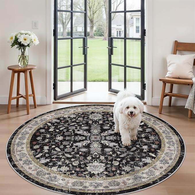 6ft Round Kitchen Rug Washable - Image 4