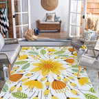 Lahome Floral Indoor Outdoor Rug, 6x9ft Non Slip Outdoor Patio Rug by Lahome