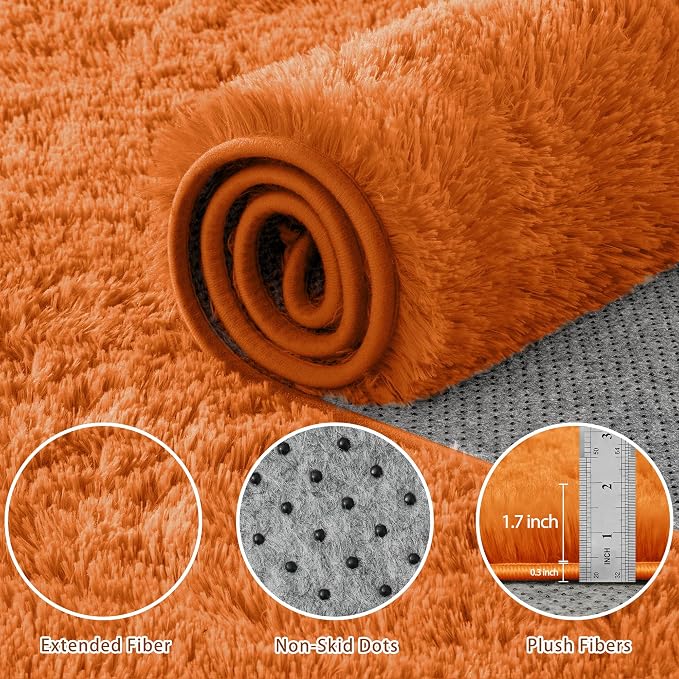 8x10 Area Rug for Living Room:Ultra Soft Fluffy Shag Brown Rugs, Large Fuzzy - Image 5