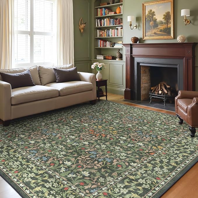 GENIMO 6x9 Washable Area Rug, Non-Slip Vintage Boho Floral Carpet, Soft by GENIMO