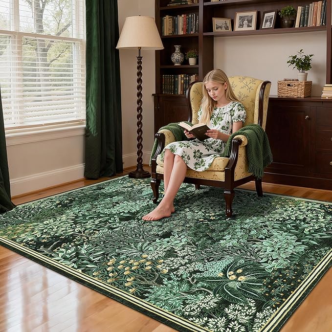 GarveeHome Forest Rugs 6x9, Botanical Low Pile Non Slip Stain Resistance - Image 9