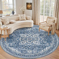 Round Area Rug for Living Room: 6ft Washable Vintage Boho Soft Thin Circle Rug by EXPEDIX