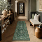 Kitchen Rug Set of 3 Washable Green Vintage Kitchen Mats - Image 3