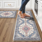 Boho Kitchen Mats for Floor 2 Piece Set Anti Fatigue Cushioned PVC Kitchen Rugs by tubeamin