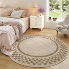 6ft Washable Round Rug for Entryway Modern Checkered Bedroom Circle Rug Non - Image 8