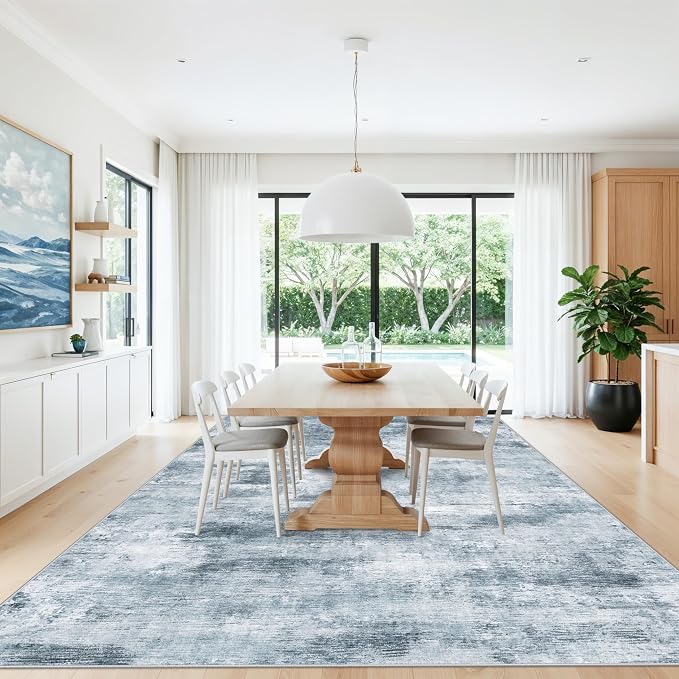 10x14 Area Rug Living Room – Washable Large Neutral Modern Abstract Soft Low - Image 4