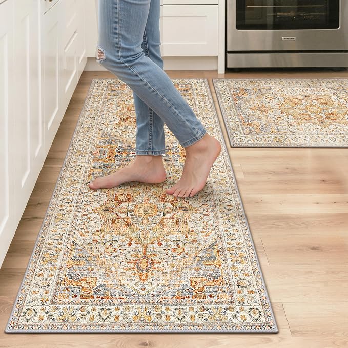 GENIMO Kitchen Rugs Non Slip Washable, Cushioned Standing Mat, Kitchen Runner by GENIMO