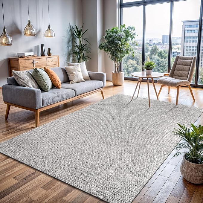 CAMILSON Easy Jute Rug 8x10, Indoor Outdoor Grey Color Area Rugs - Image 7