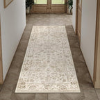 2x5 Washable Neutral Runner Rug Beige Vintage Hallway Kitchen Carpet Non-Slip - Image 3