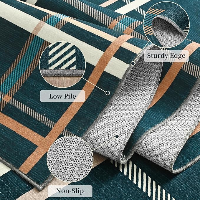 Terrug Plaid Runner Rugs for Kitchen, Soft Low Pile Stain Resistance Carpet for - Image 5