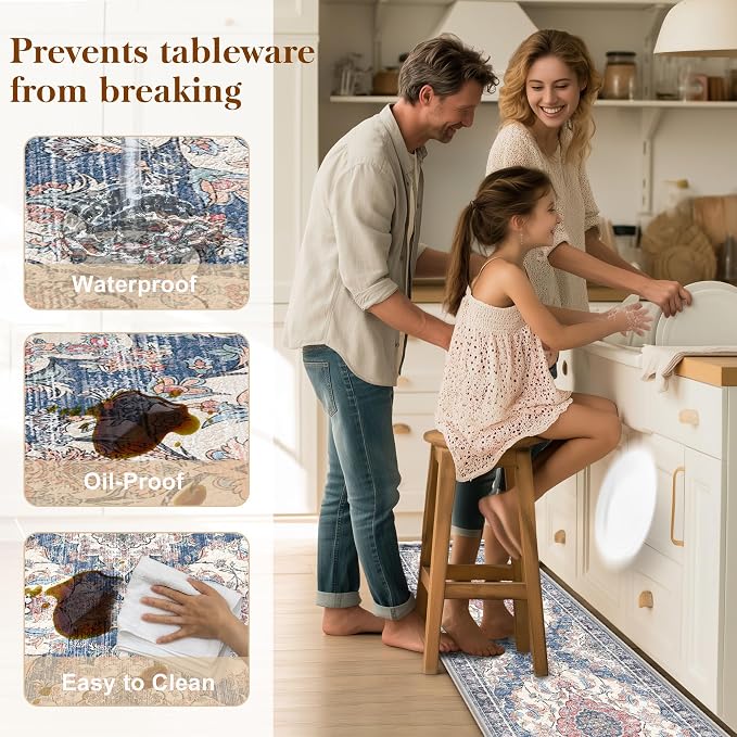 Boho Kitchen Mats for Floor 2 Piece Set Anti Fatigue Cushioned PVC Kitchen Rugs - Image 5