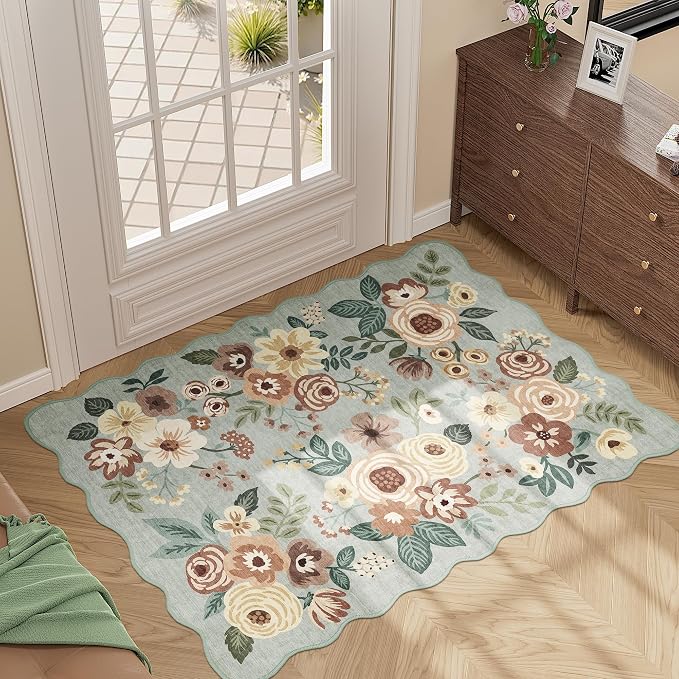 DUKINO 2x3 Entryway Rug, Floral Washable Indoor Door Mat - Image 3