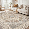 8x10 Washable Area Rug: Vintage Neutral Soft Non Slip Thin Large Floor Carpet by MICGEEK