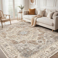 6x9 Washable Area Rug: Vintage Neutral Soft Non Slip Thin Large Floor Carpet by MICGEEK