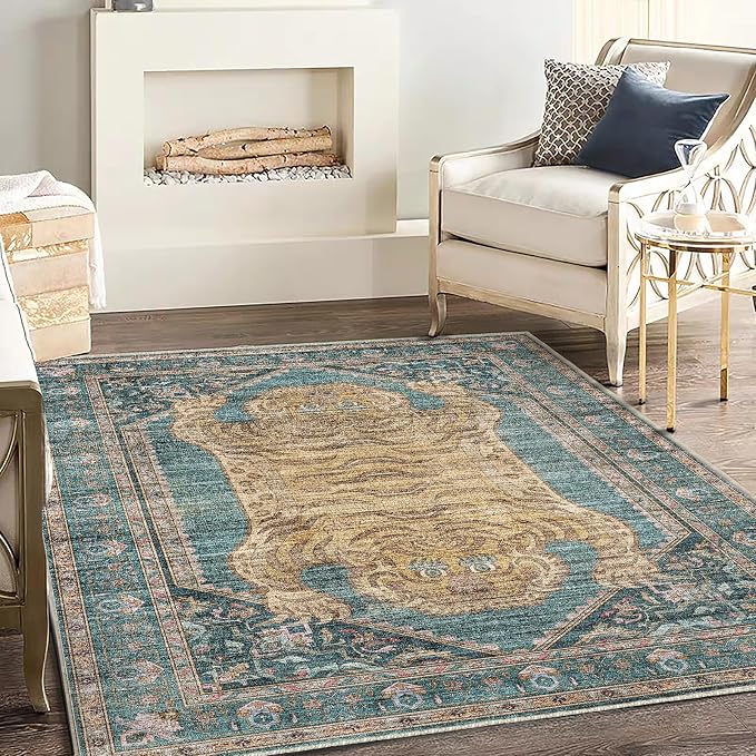 CHAMPLANT Washable Area Rug 4'x6' Vintage Traditional Floor Cover Foldable Thin - Image 2