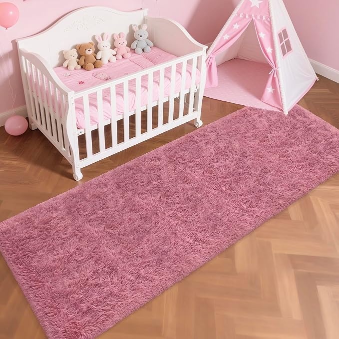 Soft Runner Rug for Bedroom Living Room, 3x10 ft Fluffy Blush Pink Rug for - Image 3