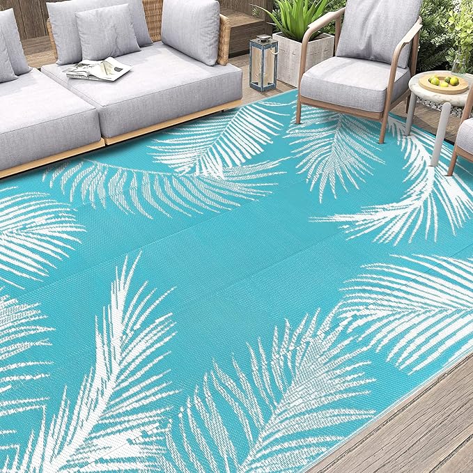 Pauwer Waterproof Outdoor Rug 6x9, Reversible Plastic Straw Patio Camping Rug - Image 5