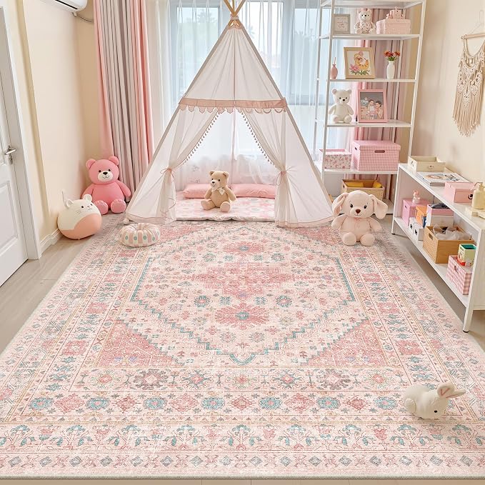 zesthome 10x12 Area Rugs for Girls Bedroom, Low Pile Machine Washable Rugs - Image 4