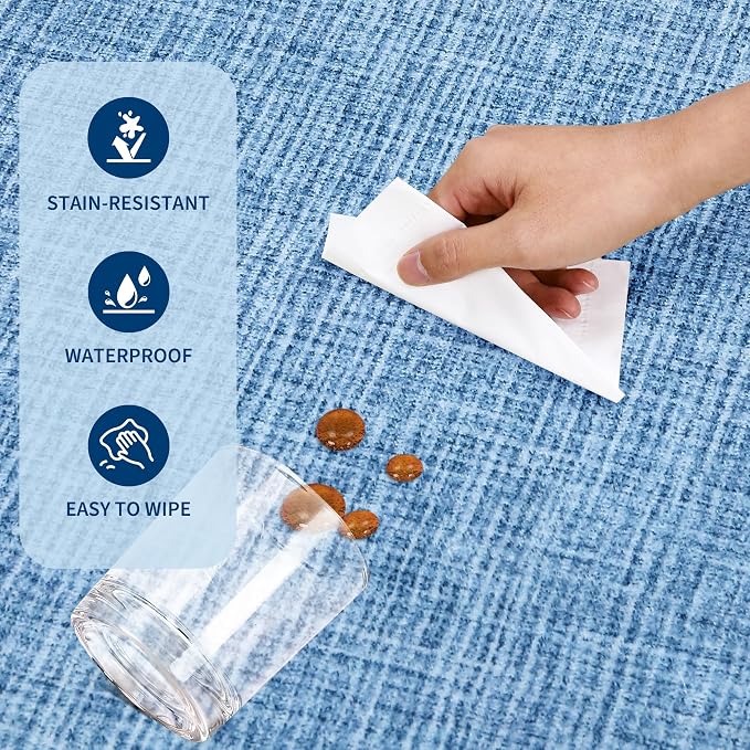 GarveeHome Scalloped Blue 6ft Round Rug Washable Non-Slip Soft Ultra-Thin Small - Image 7