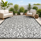 JONATHAN Y Vintage Filigree Indoor Outdoor Area Rug 3X5 Light Gray/Black by JONATHANY