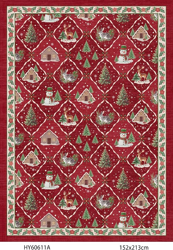 3-Piece Plaid Christmas Decorations Kitchen Rugs Set: Washable Non-Slip Kitchen by BYYVOORugsforYourHome
