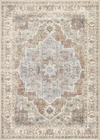 5x7 Washable Area Rug: Vintage Neutral Soft Non Slip Thin Large Floor Carpet - Image 8