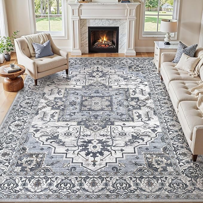 10x12 Area Rugs Living Room: Washable Vintage Rug Large Non-Slip Stain by JessibouAreaRug