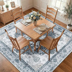 RELEANY Area Rugs Square 7ft Washable Non-Slip, Floral Vintage Distress by RELEANY