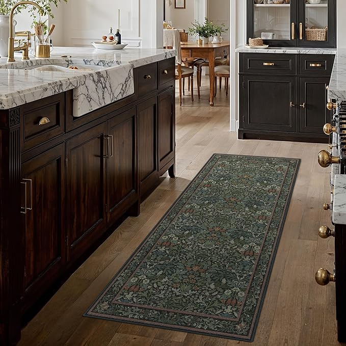 GENIMO Floral Washable Runner Rug 2’6”x6’, Non-Slip Long Hallway Carpet - Image 4