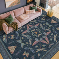 Navy Blue 6x8 Boho Rug for Living Room, Stain Resistant Non Slip Area Rug for by HazoHaus