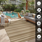 5x7 Easy Jute Stripe Area Rug Washable Beige Brown Indoor Outdoor Carpet Non - Image 4