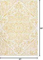 JONATHAN Y Boho Medallion Indoor Outdoor Area Rug 3X5 Cream/Yellow, Estrella - Image 2