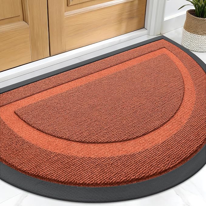 OLANLY Half Circle Door Mat Indoor Outdoor Entrance Welcome, Waterproof by OLANLY