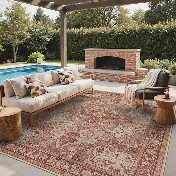 GENIMO Outdoor & Indoor Area Rug 8'x10', Waterproof, Non-Shedding, Easy Cleaning by GENIMO