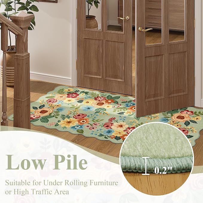 DUKINO Washable Runner Rug, 2x7 Lightweight Soft Floral Hallway Rug Runner - Image 8