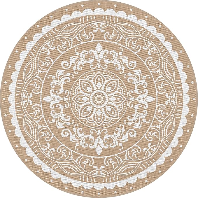 Pauwer Waterproof Outdoor Rug 6ft, Reversible Plastic Straw Patio Camping Rug - Image 9