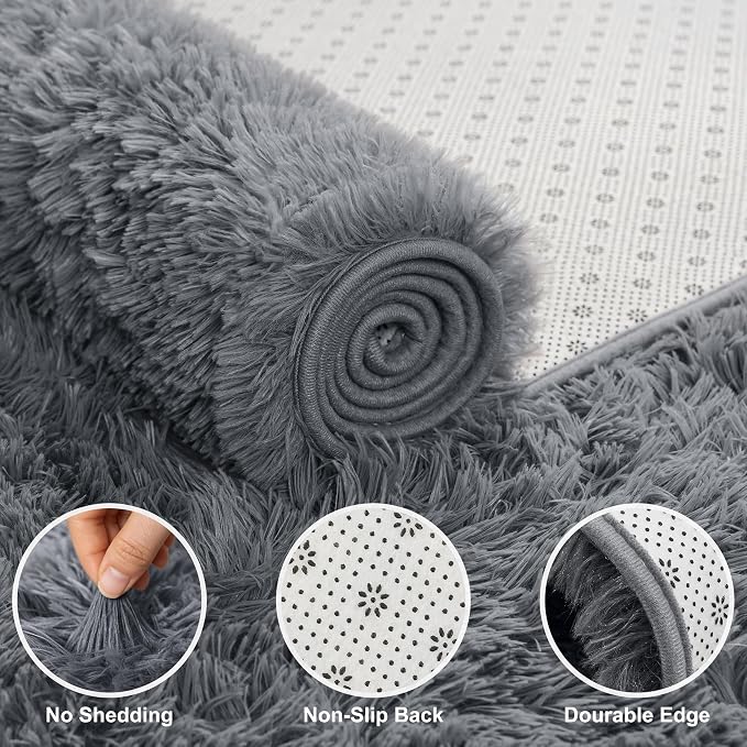 Shag Area Rugs for Bedroom Living Room, 8X10 Ultra Soft Fluffy Area Rugs for - Image 4